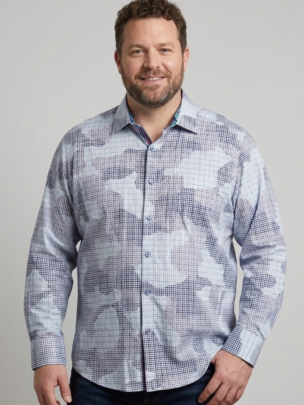 Robert Graham Sz 3XL Camouflage Blue Micro Print Cotton Button Down Shirt